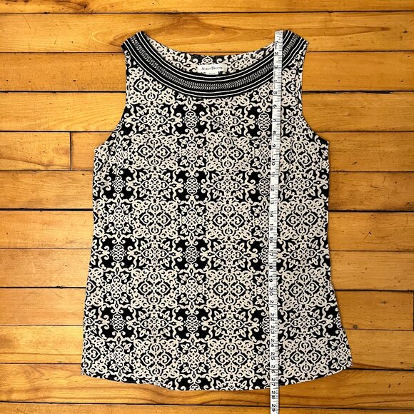 Susan Bristol Linen Blend Embroidered Sleeveless Blouse, Size Medium - Picture 10 of 11